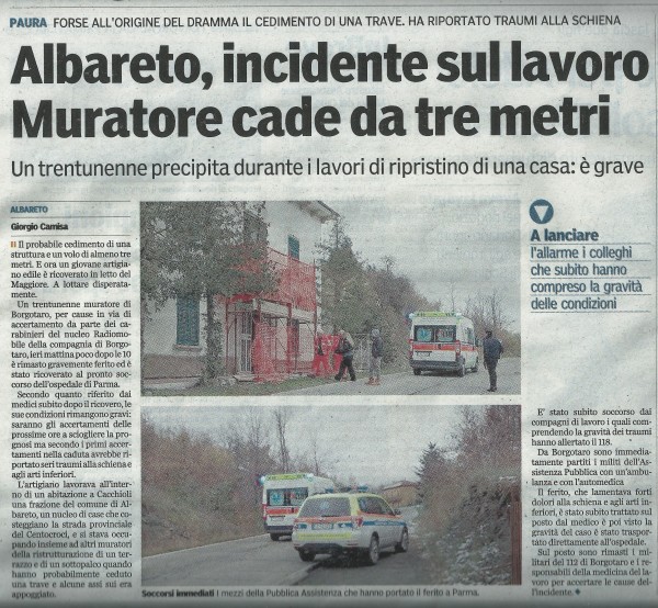 Infortunio Albareto muratore